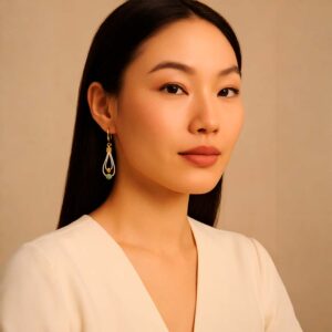 Brincos Pedraria Ambar e a jade 